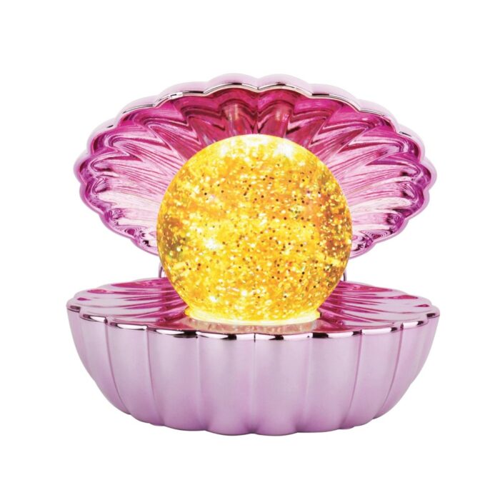 Parelsschelp 14 cm glitter roze , parel 7cm, BO/US party time