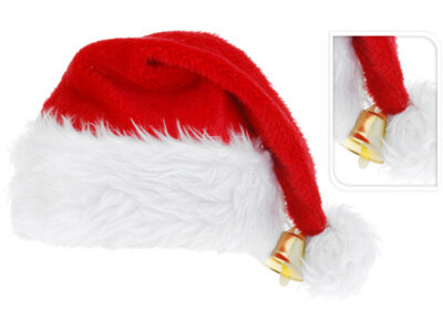 Kerstmuts deluxe met pompon en belletje