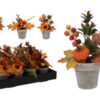 Herfstdecoratie in pot met pompoen 21 cm