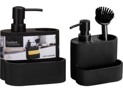 Zeepdispenser zwart met streepdesign