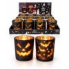 Halloween theelichthouder zwart glas 7 cm