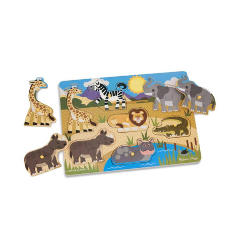Melissa & Doug Houten knoppuzzel - Safari | Puzzel