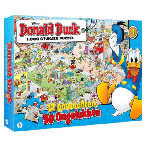 Puzzel Donald Duck: 12 Ambachten, 50 Ongelukken - Inclusief Poster