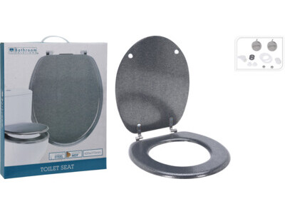Toiletbril MDF zilver glitter met deksel