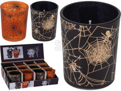 Halloween kaars in glas 7 cm (assortiment – willekeurige uitvoering)