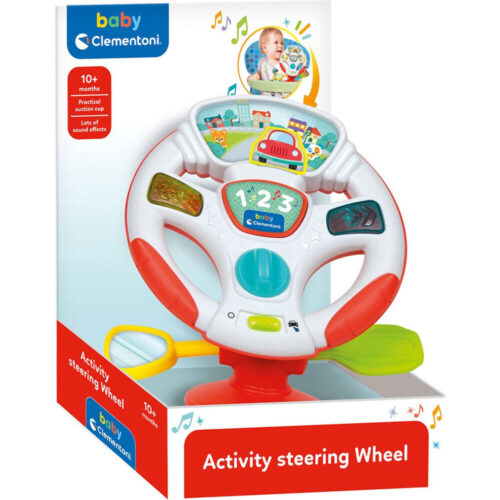 Baby Clementoni - Activity Wheel - Speelsgoed Stuur met Activiteiten - Speelstuur voor op Tafel - Met Geluid en Lampjes - 1 Jaar