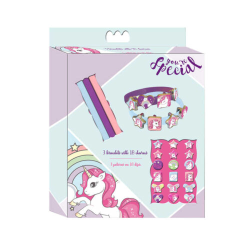 Unicorn 3 Armbanden met 18 bedels