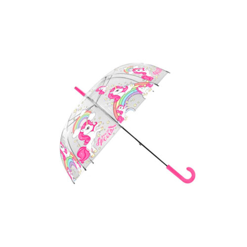 Unicorn Kinderparaplu Meisjes 80 Cm Transparant/roze