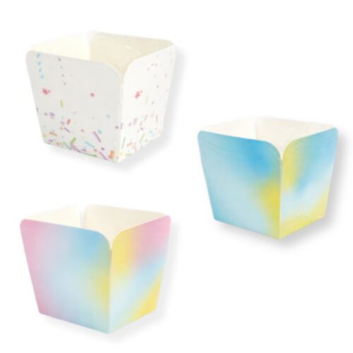 Snackbox papier 9 cm 6 stuks 3 assorti (assortiment – willekeurige uitvoering)
