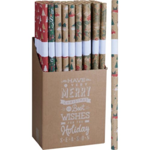 Pakpapier kerst 70 x 200cm 6 assorti (assortiment – willekeurige uitvoering)