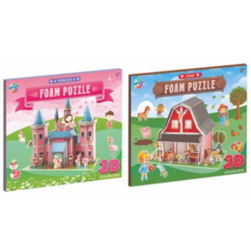 DIY puzzel foam 3D Kasteel/Boerderij maken 2 assor (assortiment – willekeurige uitvoering)