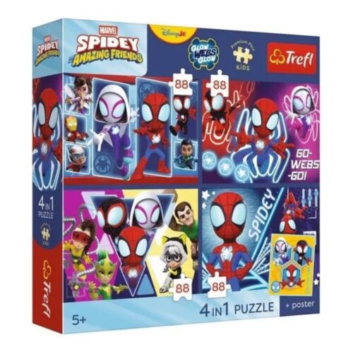 puzzel 4 in 1 Spidey en zijn vrienden 4 x 88