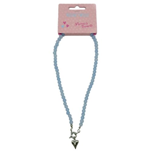 Maxime's Favorite Ketting Kralen Lichblauw Hart Bedel