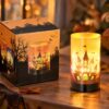 Halloween lamp glas met 10 leds en timer 15 cm
