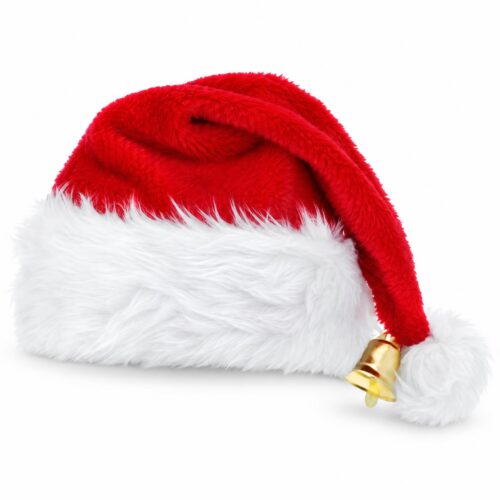 Kerstmuts deluxe met pompon en belletje