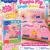 Peppa Pig Happy - Dekbedovertrek - Eenpersoons - 135 x 200 cm - Roze