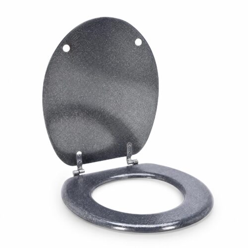 Toiletbril MDF zilver glitter met deksel