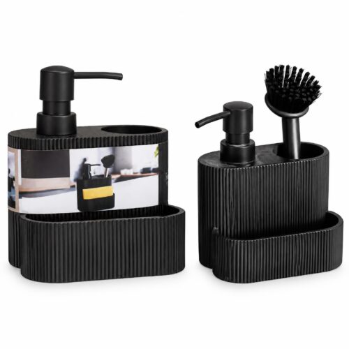 Zeepdispenser zwart met streepdesign